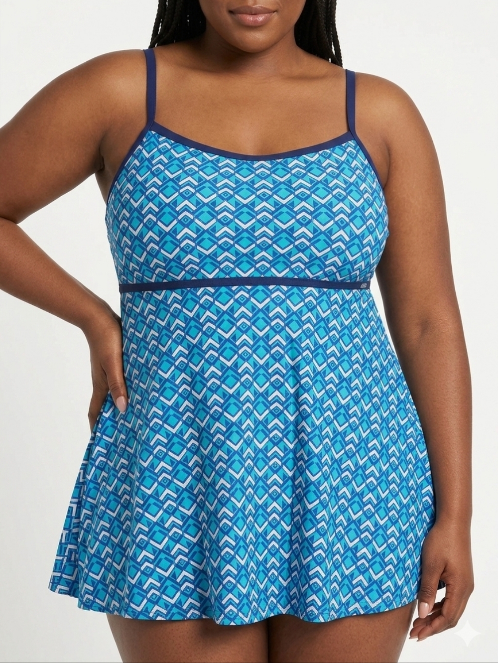 NWT Jones New York Blue Geometric One-Piece Swimsuit Sizes 20W, 22W - Picture 3 of 5